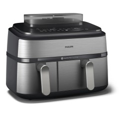 Philips 5000 Series NA555 Dual Basket Airfryer - 2750W, Silver | Perfectly Crispy & Healthy Cooking!
